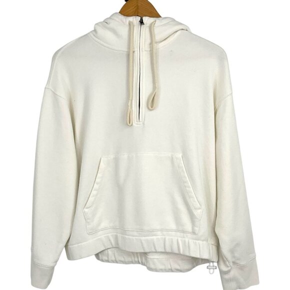 Vince Tops - Vince Soft Half Zip Hoodie Sweatshirt White Size M Pullover Kangaroo Pocket